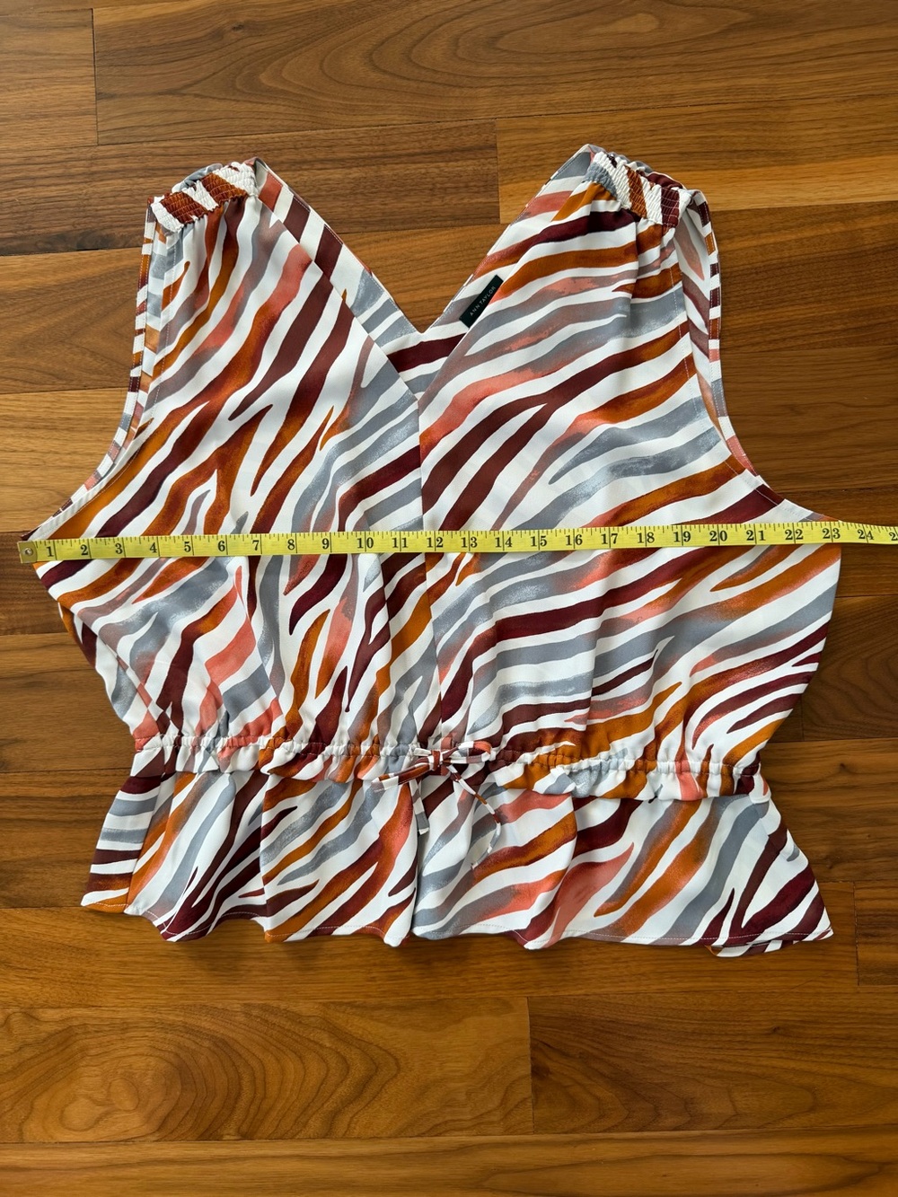 NWT Ann Taylor Zebra Stripe Moroccan Spice Sleeveless Peplum Top Size L Brown - Picture 11 of 16